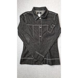 Karl Kani VINTAGE Womens MED Black Denim Cotton Jacket Hip Hop Street Wear USA